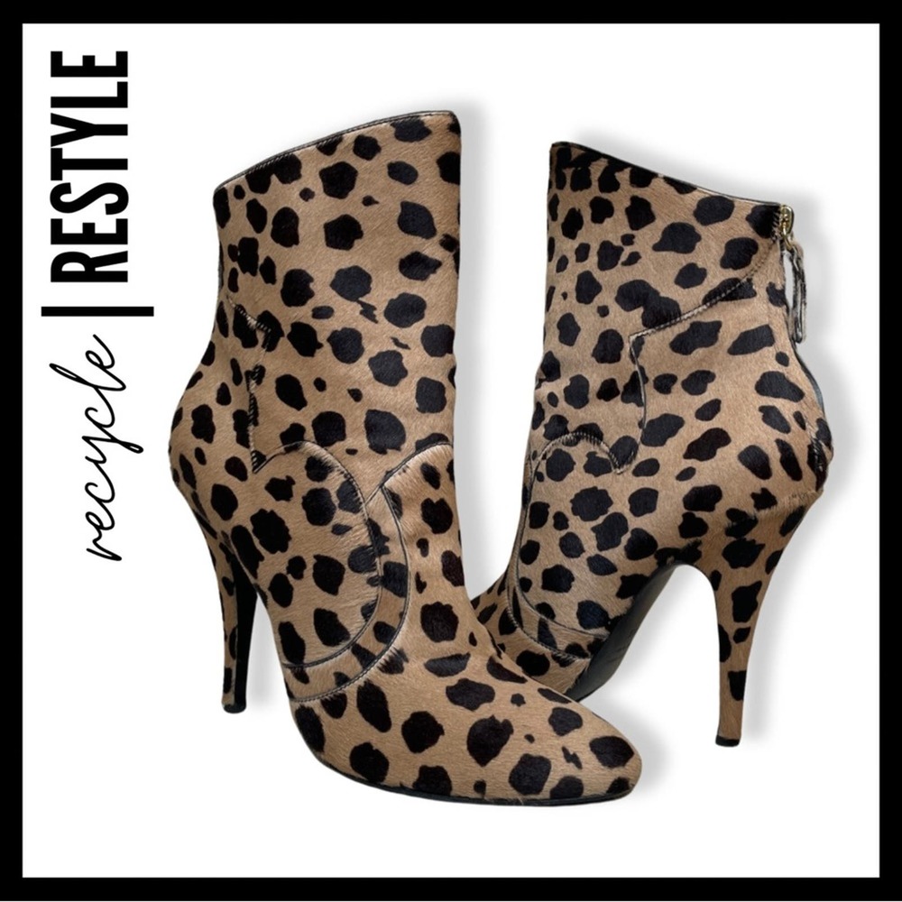 Giuseppe x BALMAIN Leopard Pony Ankle Boots
